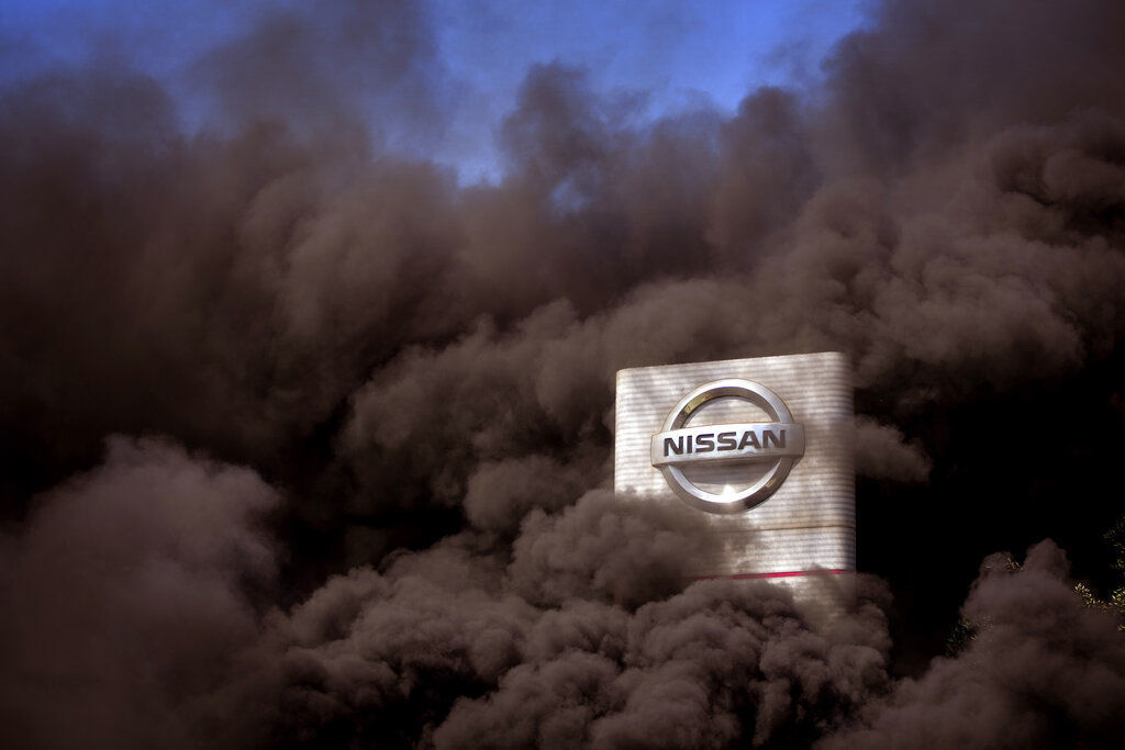 APTOPIX Spain Nissan Protest